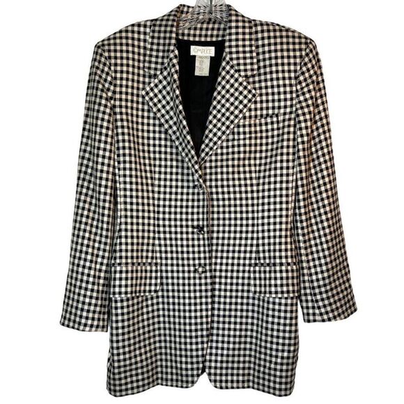 Versace Complice Gianni Womens Blazer 10 black white gingham vtg 90s jacket coat - Picture 1 of 10